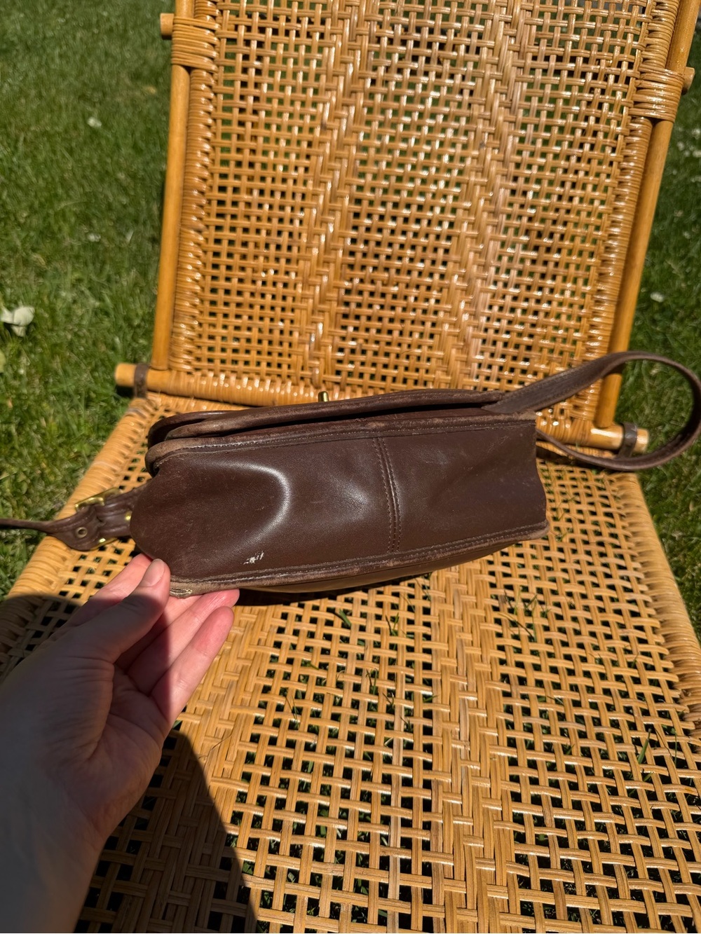 Vintage Coach Rambler Turn Lock Crossbody Bag Glove Tanned Leather Brown - Picture 5 of 16